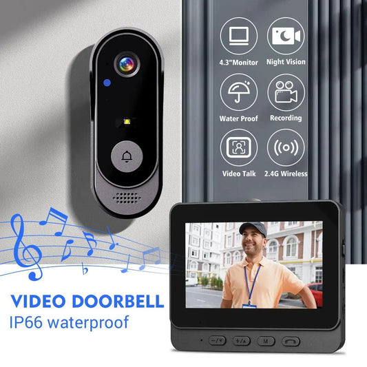 X8 Wireless Rechargeable Smart Visual Doorbell Camera, 1080P HD Home Security Camera with Night Vision, 2-Way Talk, IP65 Rated Waterproof Sensor Alarm, Video Intercom, Privacy Protection, Wireless Setup