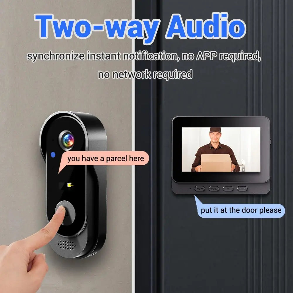 X8 Wireless Rechargeable Smart Visual Doorbell Camera, 1080P HD Home Security Camera with Night Vision, 2-Way Talk, IP65 Rated Waterproof Sensor Alarm, Video Intercom, Privacy Protection, Wireless Setup
