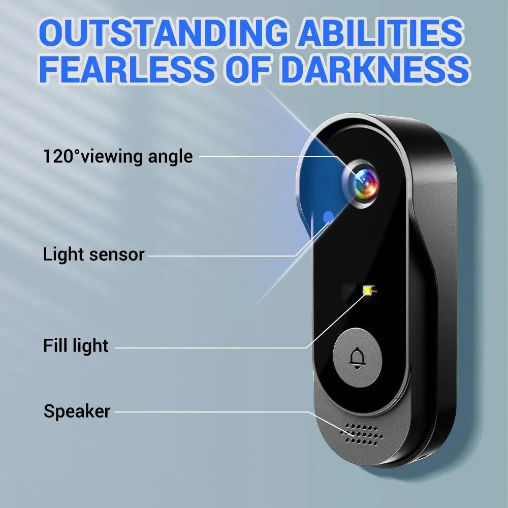 X8 Wireless Rechargeable Smart Visual Doorbell Camera, 1080P HD Home Security Camera with Night Vision, 2-Way Talk, IP65 Rated Waterproof Sensor Alarm, Video Intercom, Privacy Protection, Wireless Setup
